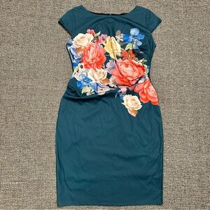 Floral Print Teal Dress